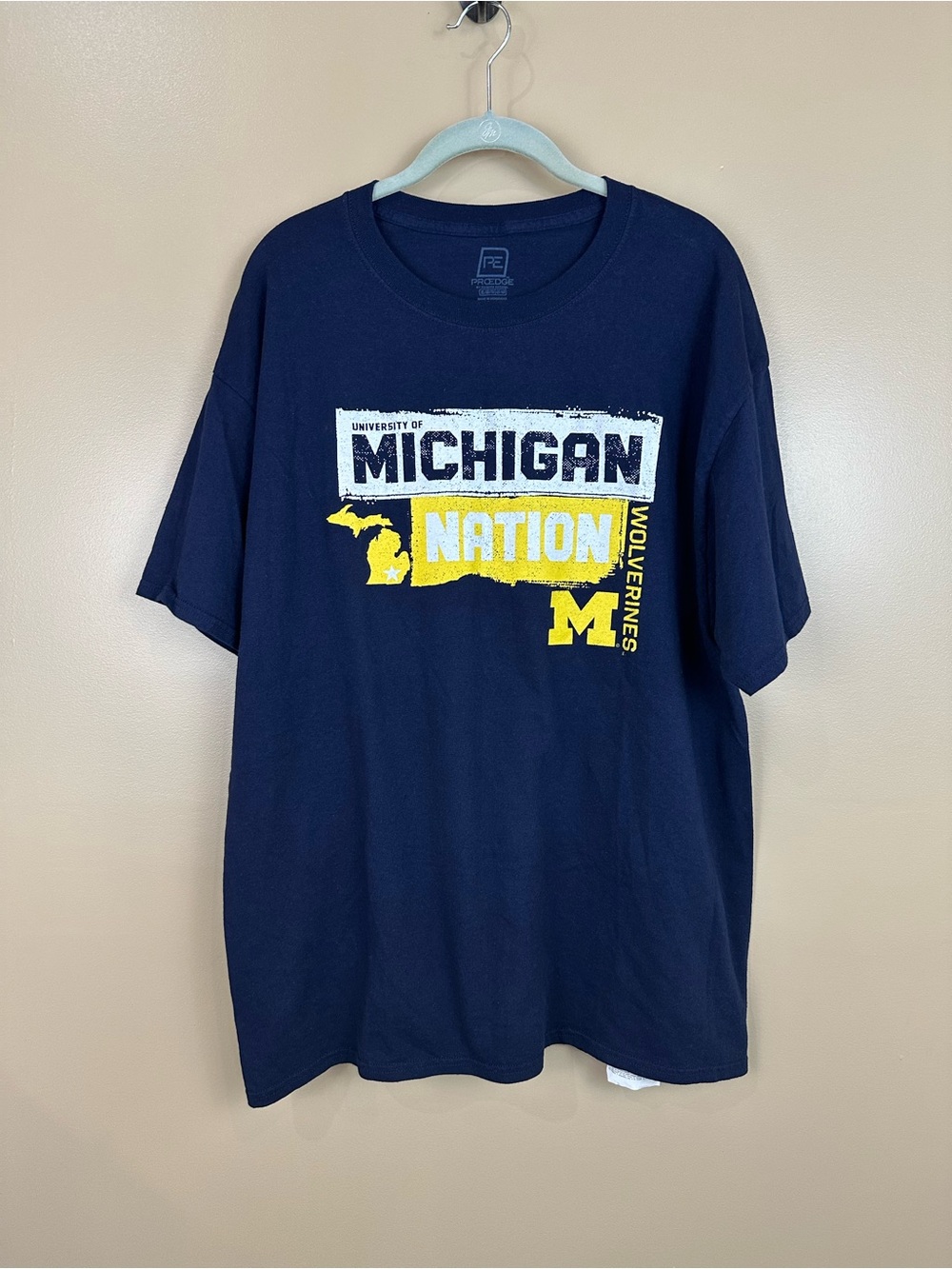 University of Michigan Wolverines Nation T Shirt ProEdge XL Navy Retro Football